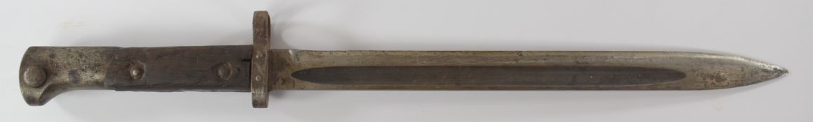 Czechoslovakian Mauser bayonet with wooden grips, CSZL to ricasso and 29.5cm fullered blade