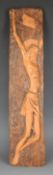 Guerrino Bardeggia mid century modern terracotta plaque of Christ on the cross, signed, height 49cm