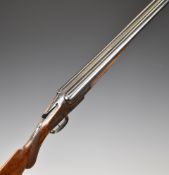 Unnamed 12 bore side by side sidelock shotgun with chequered semi-pistol grip and forend, double