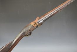 Unnamed flintlock musket with railed stock, carved decoration and vacant cartouche to the wrist