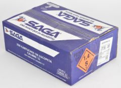 Two hundred and fifty 12 bore Saga Sporting 32g 7.5 shot cartridges, all sealed in original boxes.