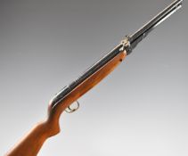 Webley Mark 3 .22 under-lever air rifle with Webley plaque inset to the stock, semi-pistol grip