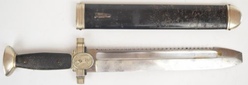 WW2 German Nazi Third Reich First Aid dagger with Ges Geschutzt to ricasso, 27cm serrated blade