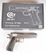 Cybergun Colt 1911 6mm  CO2 airsoft pistol with chequered faux wooden grips, multi-shot magazine and