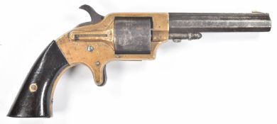 Merwin & Bray .30 five-shot single-action front-loading cup-fire revolver with sheath trigger, brass