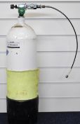 Approximately 10 litre 11.5kg compressed air bottle suitable for re-filling PCP air rifles, with