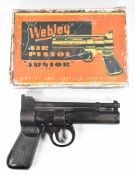 Webley Junior .177 air pistol with named and chequered composite grips and adjustable sights, serial