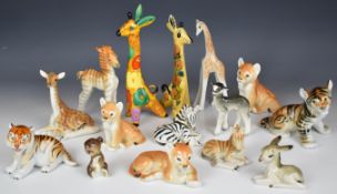 Lomonosov / USSR porcelain wild animal figures including mid century modern giraffes, zebras, lion
