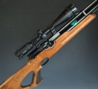 Weihrauch HW100 .22 PCP air rifle with textured semi-pistol grip, raised cheek piece, adjustable