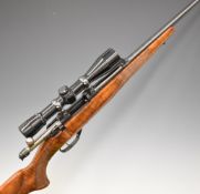 CZ 527 .222 bolt-action rifle with chequered semi-pistol grip and forend, sling mounts, Weaver CK4