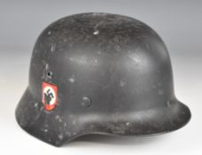 WITHDRAWN  Replica WW2 German Nazi Third Reich steel helmet with chin strap and liner