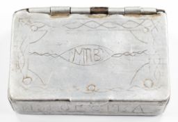 WW2 trench art / prisoner of war cigarette case, dated 1942 to base