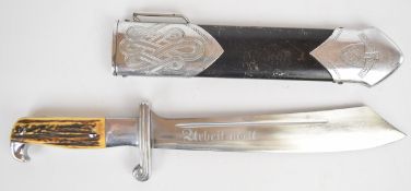 WW2 German Nazi Third Reich RAD hewer with stag horn or similar grips, Arbeit Adelt and maker's