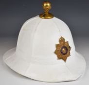Royal Marines Band bandsman's pith helmet with liner and chin strap