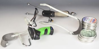 Two Diablo catapults including a Diablo Pro, together with five tins of Milbro 11mm gladd catapult