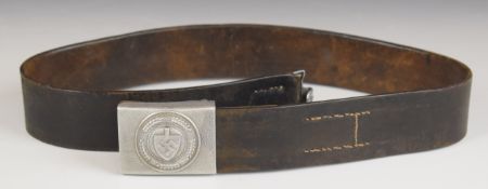 WW2 German Nazi Third Reich RAD belt buckle and leather belt stamped 1936 Lundesnscheld, the hook