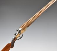Midland Gun Co 12 bore side by side hammer action shotgun with engraved scenes of birds to the