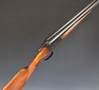 Deactivated Baikal 12 bore side by side shotgun with engraved locks, chequered grip and forend,