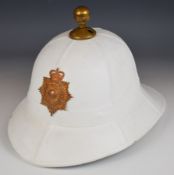 Royal Marines Band bandsman's pith helmet with liner and chin strap