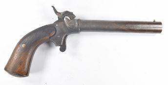 Unnamed 20 bore percussion hammer action bootleg 'man stopper' pistol with wooden grips and 6 inch