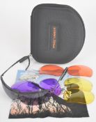 A pair of RE Ranger XLW Cable Frame shooting glasses with four sets of interchangeable lenses and