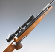 Weihrauch HW95 .177 air rifle with textured thumb-hole grip, raised cheek piece, adjustable gilt