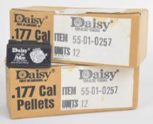 Twenty-four tins of 250 .177 Daisy Bullseye Quick Silver air rifle pellets, all sealed in original