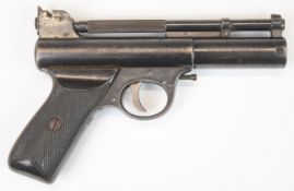 Webley Mark I .177 air pistol with named and chequered grips and adjustable sights and trigger,
