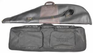 Two shotgun or rifle slips comprising one Swiss Arms and one leather.