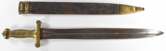 French 1831 pattern artillery short sword with Jean to ricasso, brass hilt and serial numbers to