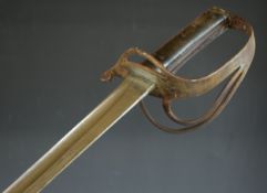 British 1853 pattern Cavalry Trooper's sword with three bar guard, chequered leather grip, 89.5cm