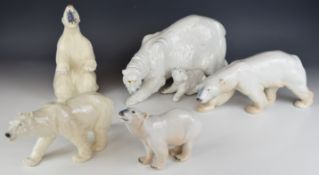 Karl Ens, Nao and unmarked Polar Bear figures, tallest 24cm