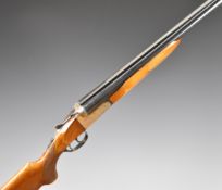 Gunmark Kestrel 12 bore side by side shotgun with engraved locks, underside, trigger guard and thumb