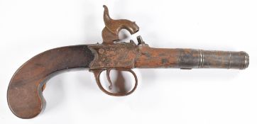 Ketland & Co percussion hammer action pocket pistol with named and engraved lock, silver cartouche