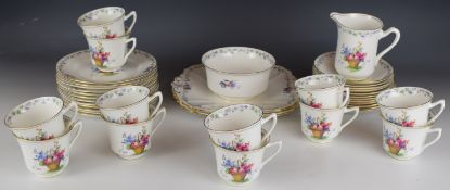 Shelley teaware decorated in the Hampton Court pattern, approximately 40 pieces including twelve