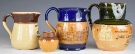 Three Royal Doulton advertising jugs / vessels including Haig mustard pot, railway interest