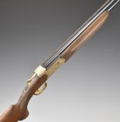 Tikka 412 S 12 bore over and under ejector shotgun with chequered semi-pistol grip and forend,