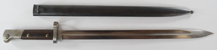 Mauser Export bayonet with wooden grips, 40cm fullered blade and scabbard PLEASE NOTE:- Before