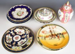 18th / 19th / 20thC English ceramics including first period Worcester dish, various cabinet plates