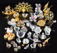 Thirty eight pieces of Swarovski and similar crystal glassware, animals and trinkets including