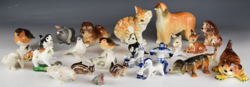 Lomonosov / USSR approximately twenty five porcelain bird and animal figures, tallest 15cm