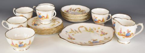 Royal Albert vintage / kitsch tea ware decorated in the 'Dainty Dinah' pattern, approximately 21
