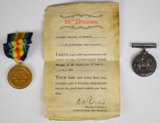 British Army WW1 medal pair War Medal and Victory Medal named to 55483 Pte A Wasley, Hampshire