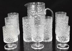 Ten pieces of Geoffrey Baxter for Whitefriars Everest and Ravenshead Siesta glassware comprising a