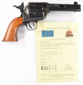 Deactivated Stafford Hill Arms Colt style 9mm six-shot single action revolver with wooden grips