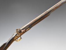 British Brown Bess style flintlock musket with 'Tower' and crown over 'GR' cypher to the lock, brass