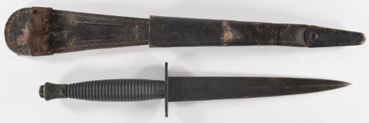 Fairbairn Sykes style fighting knife by William Rogers Sheffield with 17.5cm double edged blade