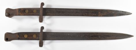 Two British 1888 pattern Lee Metford bayonets with some stamps to ricasso and 30cm double edged