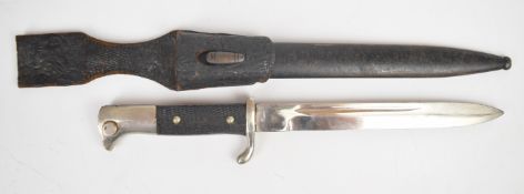 German KS98 pattern bayonet with chequered grip, 20.5cm fullered blade, scabbard and frog PLEASE