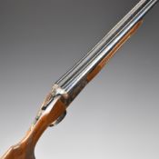 The Basque 10 bore side by side shotgun with chequered semi-pistol grip and forend, double